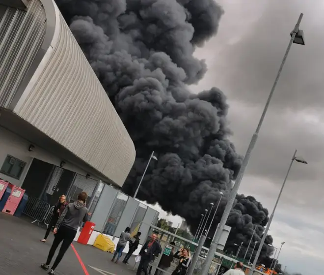 Smoke from the fire can be seen across Middlesborough