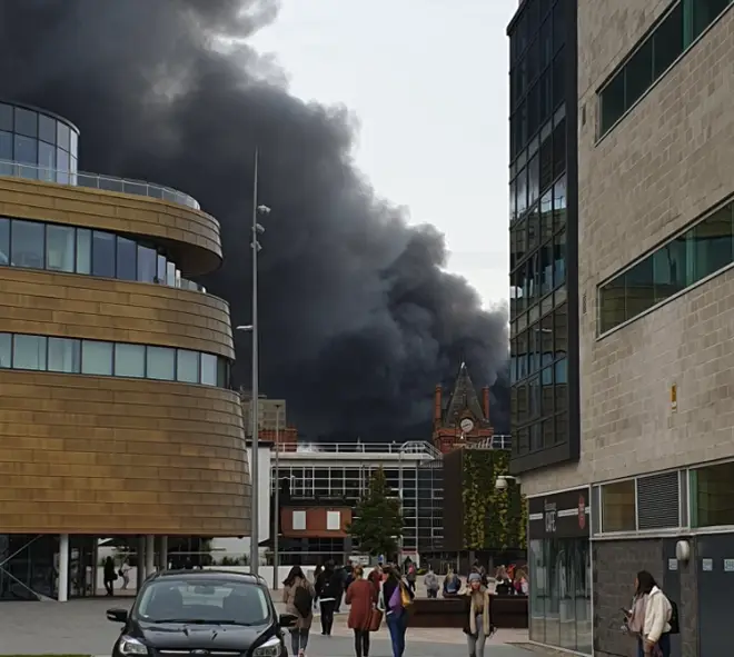 Plumes of smoke could be seen over Middlesborough
