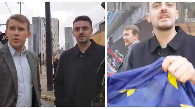 Councillor Sam Smith was accused of taking an EU flag from protestors