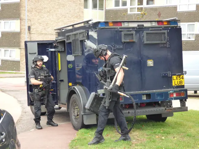 Armed police were spotted at the scene in Southend