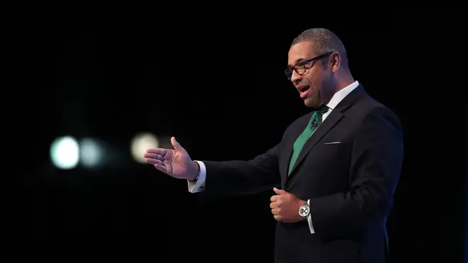 Conservative Party Chairman James Cleverly speaking at the Conservative Party Conference