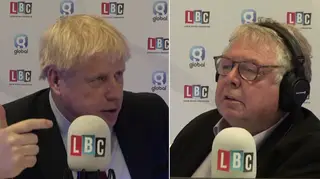 Nick Ferrari speaking to Boris Johnson at LBC's studio at the Conservative Party Conference
