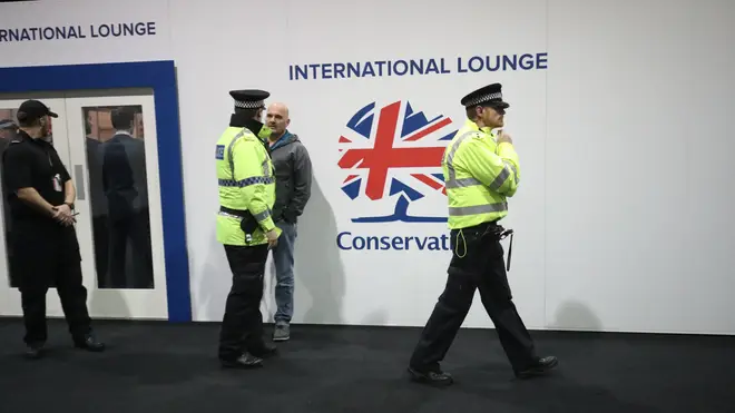 Police arrive at the Conservative Party Conference after a "small misunderstanding"