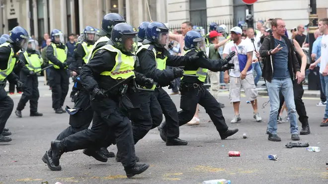 There was a huge police presence at the protest