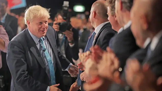 Boris Johnson was delivering his keynote speech to the Tory conference today