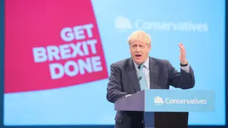 Boris Johnson making his conference speech