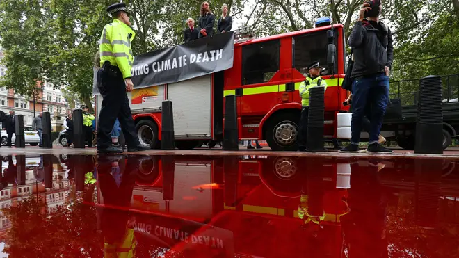 The fire engine was parked outside the Treasury