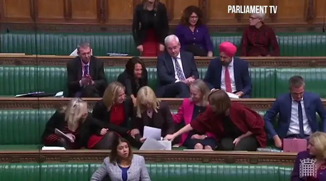 MP Rosie Duffield was comforted by colleagues after delivering her speech