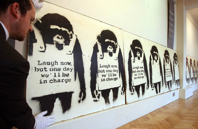Banksy’sLaugh Now is one of the earliest Banksy artworks that became known worldwide
