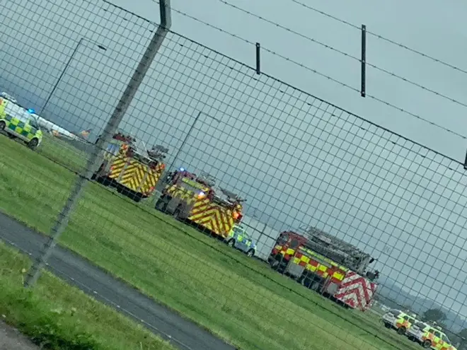 Several fire engines are visible