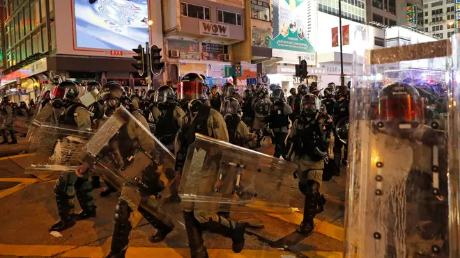 Riot police spilled onto Hong Kong's streets