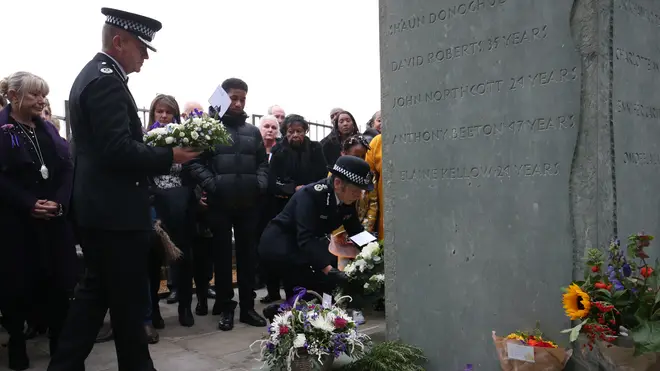 Dame Cressida Dick laid flowers at the memorial