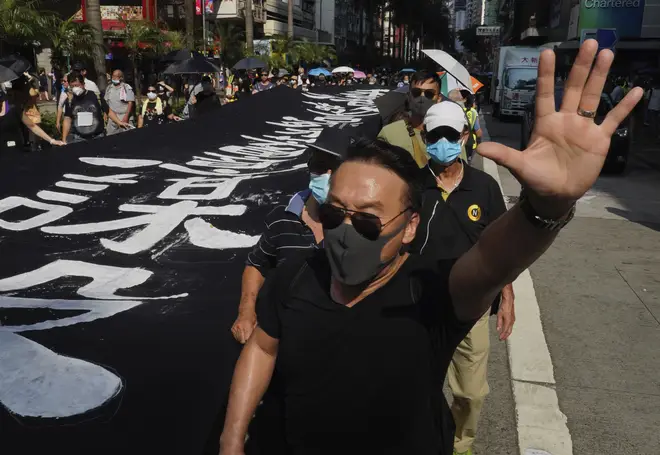 The government brought in a ban on face masks at protests on Friday