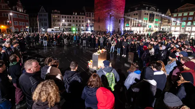 A vigil held in Halle