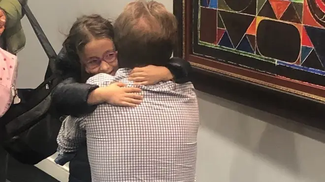 Nazanin Zaghari-Ratcliffe's husband hugged his daughter as she returned to the UK