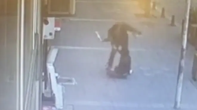 The man was seen beating his wife in a Turkish street