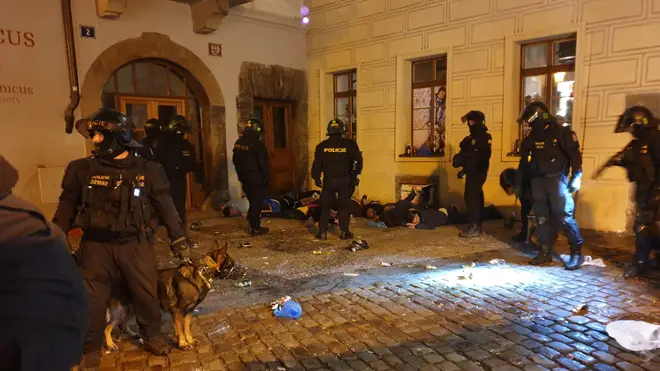 Police in Prague detained several fans