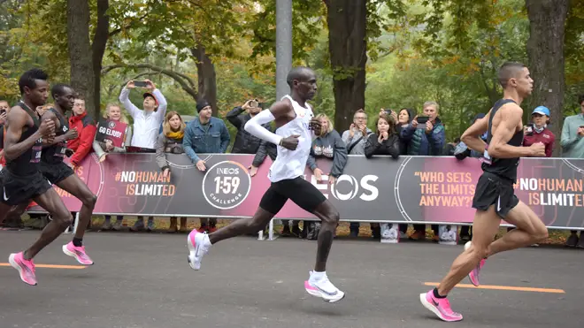 Kenyan distance runner Eliud Kipchoge finished a marathon in under two hours today