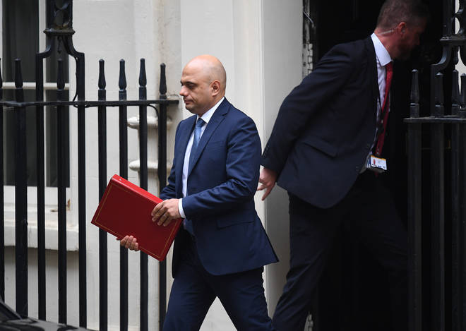 Chancellor of the Exchequer Sajid Javid leaves 11 Downing Street, London.