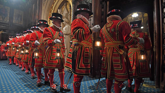 Yeomen of the guard conduct a search of the Palace of Westminster