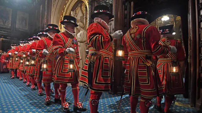 Yeomen of the guard conduct a search of the Palace of Westminster