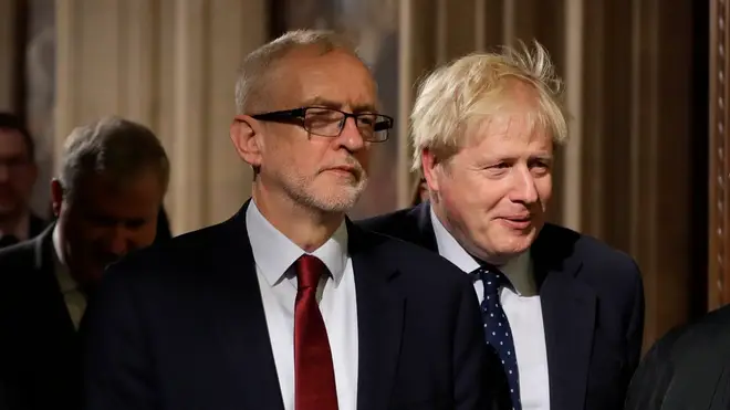 Jeremy Corbyn (left) and Boris Johnson attend the State Opening of Parliament
