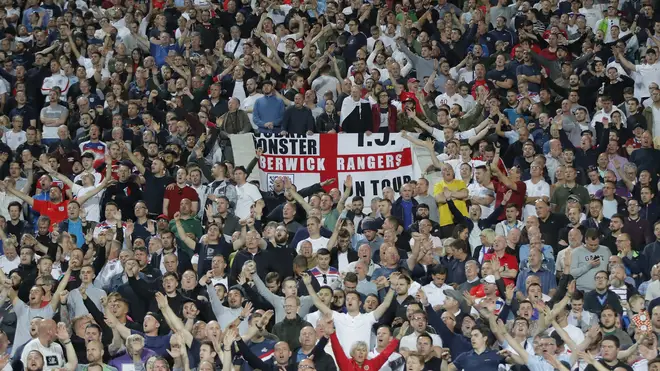England fans during the game in Sofia on Monday