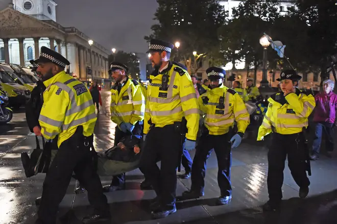 Extinction Rebellion protestors were removed from Trafalgar Square last night