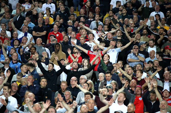 England fans at the match against Bulgaria which saw members of the opposition ejected for racial abuse