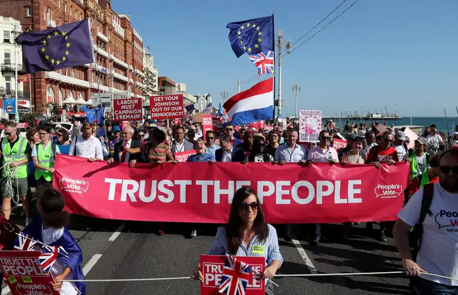 People's Vote supporters on a march at the Labour Party Conference