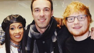 Ben Cook, pictured with Ed Sheeran and Cardi B, has resigned from Atlantic Records over an "offensive" outfit he wore seven years ago