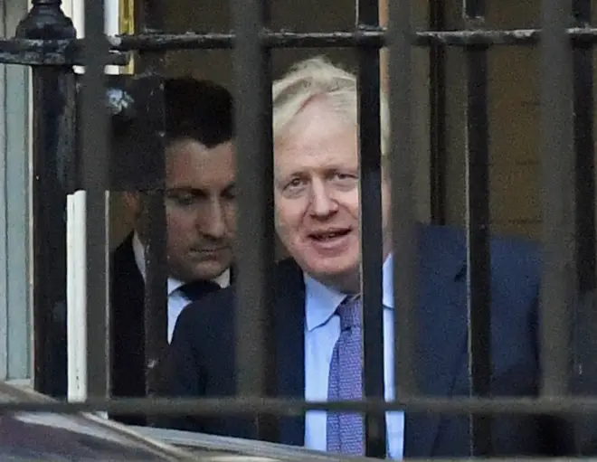 Mr Johnson seen leaving Downing Street via the back door on his way to Brussels this morning