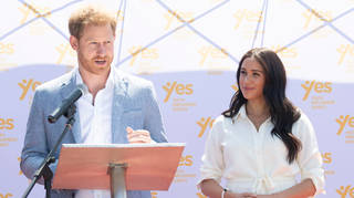 The Duke of Sussex makes a speech during a visit to Tembisa township near Johannesburg