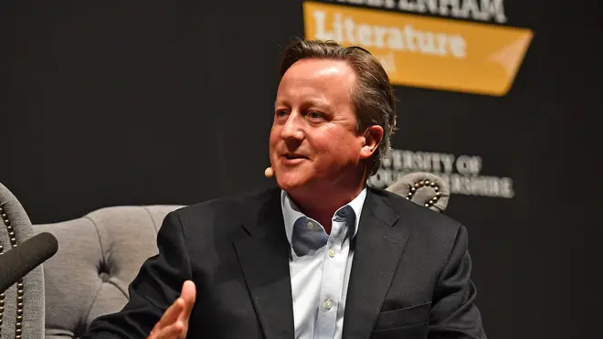 David Cameron speaking at the Cheltenham Literature Festival