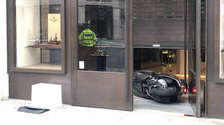 A moped in the doorway of this shop on jewellery store on Regent Street