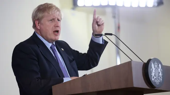 Boris Johnson speaks during the European Council Summit in Brussels