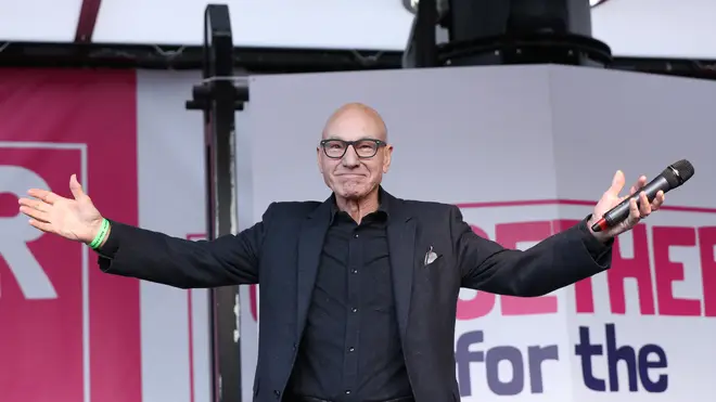 Sir Patrick Stewart praised protesters for keeping the People's Vote alive
