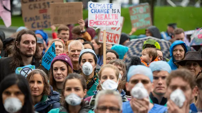 Extinction Rebellion protesters demonstrate against air pollution levels in London