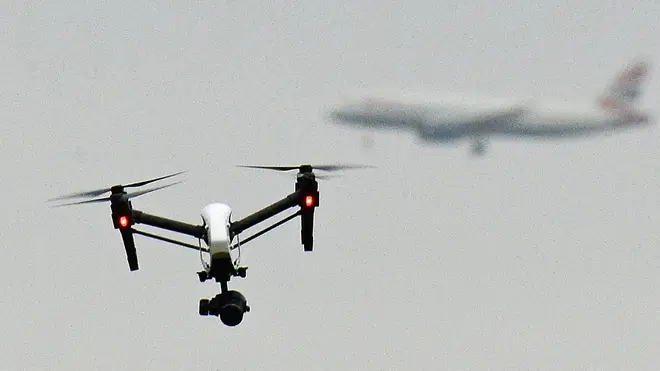 File photo of a drone flying in Hanworth Park in west London