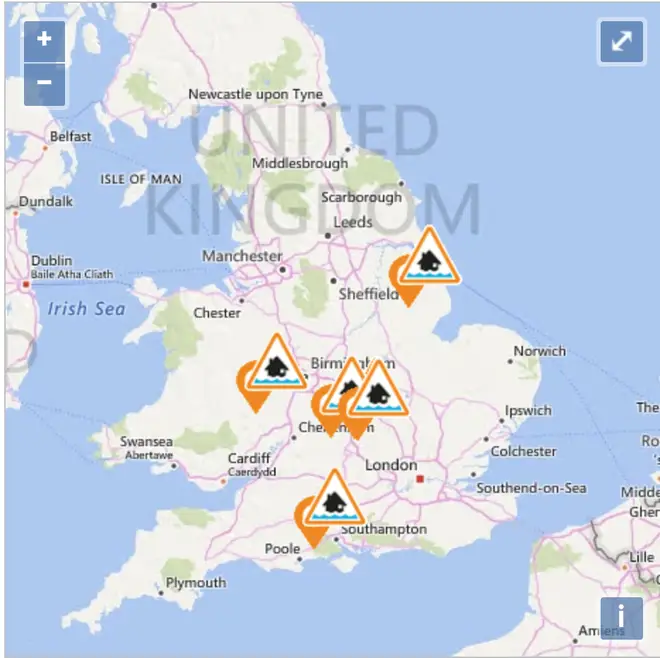 Flood warnings have bee issued to areas across the UK