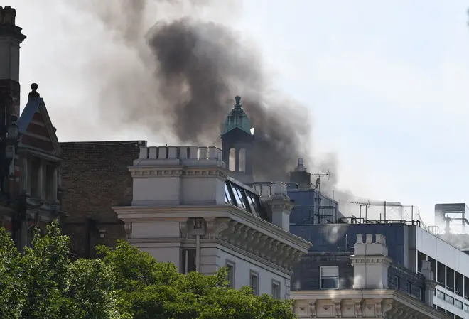 Over 100 firefighters are at the scene of the blaze in Knightsbridge