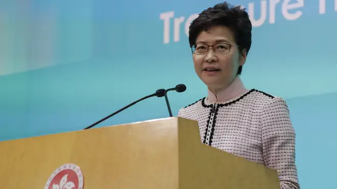 Hong Kong Chief Executive Carrie Lam speaks during a press conference