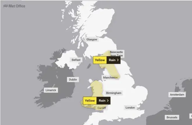 The Met Office have issued a yellow weather warning