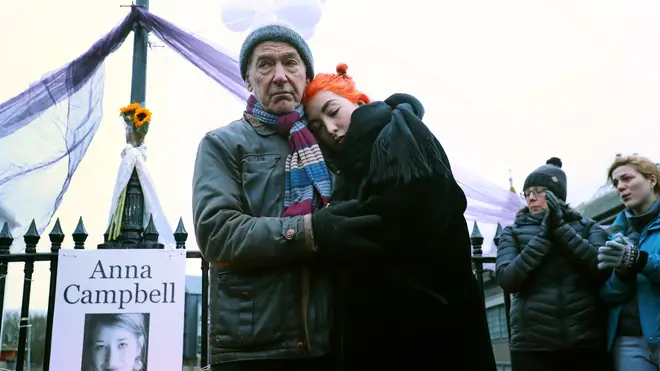 Dirk Campbell with Anna's sister Rose at a vigil in Lewes