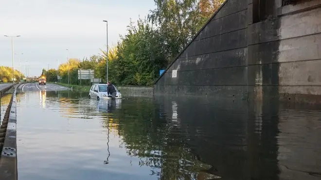 One driver became trapped after trying to get through the flood