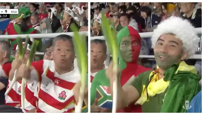 Wales fans were thrilled to see Japanese fans bring leeks to the game on Sunday