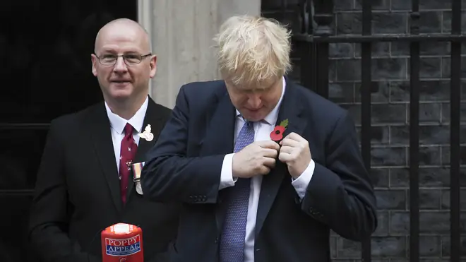 Boris Johnson purchased his poppy outside Downing Street