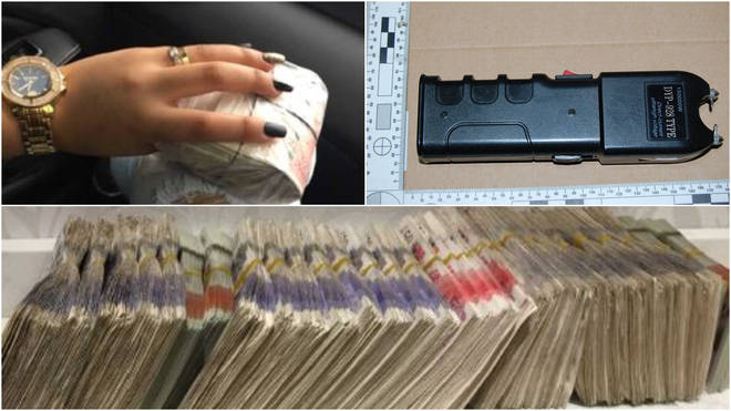 Cash, weapons and luxury goods were seized by police