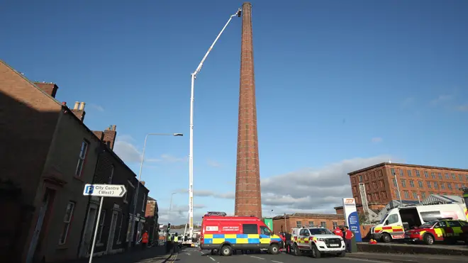 A cherry picker was brought to the scene in the major rescue operation
