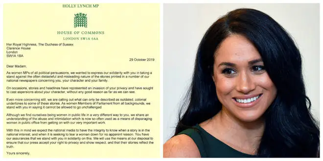 Female MPs wrote a letter in support of the Duchess of Sussex